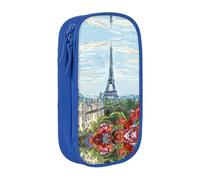NBHDZENGW Street in Paris Town Large Capacity Double Layer Pencil Case,Custom Printed Durable Polyester Organizer for School, Office, Travel, Art Supplies Makeup