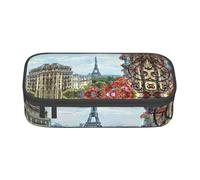NBHDZENGW Street in Paris Town Large Capacity Pencil Case,Multi-Compartment Stationery Toiletry Bag for School,Office,Travel-Durable Polyester (Stylish Printed Design)