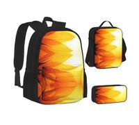 NBHDZENGW Sunflower and Sunset 3pcs Printed Backpack Set, 600d Oxford-Cloth Laptop Backpack with Insulated Lunch Bag Pencil Case,Adjustable Multifunctional School Travel Bag