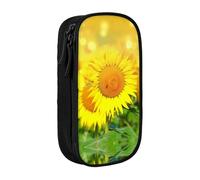 NBHDZENGW Sunflower Field Large Capacity Double Layer Pencil Case,Custom Printed Durable Polyester Organizer for School, Office, Travel, Art Supplies Makeup