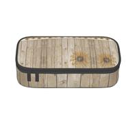 NBHDZENGW Sunflowers On Wooden Large Capacity Pencil Case,Multi-Compartment Stationery Toiletry Bag for School,Office,Travel-Durable Polyester (Stylish Printed Design)