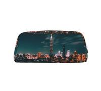 NBHDZENGW Taipei Scenery Cute Leather Pencil Case with Smooth Zipper,Stylish Durable Pouch for School,Office,Travel-Lightweight Full Print Stationery Holder