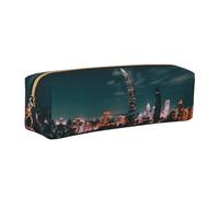 NBHDZENGW Taipei Scenery Leather Pencil Case with Smooth Zipper,Stylish Durable Zippered Pouch for School,Office,Travel-Lightweight Full Print Stationery Holder