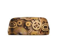 NBHDZENGW The Clocks Theme Gears Cute Leather Pencil Case with Smooth Zipper,Stylish Durable Pouch for School,Office,Travel-Lightweight Full Print Stationery Holder