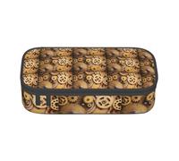 NBHDZENGW The Clocks Theme Gears Large Capacity Pencil Case,Multi-Compartment Stationery Toiletry Bag for School,Office,Travel-Durable Polyester (Stylish Printed Design)