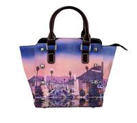 NBHDZENGW The Old Hollywood Genuine Leather Crossbody Satin Bag With Studs And All-Over Print,Adjustable Detachable Strap, Elegant Spacious Tote Purse For Women