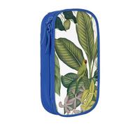 NBHDZENGW Tropical Flower Leaf Parrot Large Capacity Double Layer Pencil Case,Custom Printed Durable Polyester Organizer for School, Office, Travel, Art Supplies Makeup