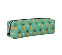 NBHDZENGW Tropical Fruit Pineapple Leather Pencil Case with Smooth Zipper,Stylish Durable Zippered Pouch for School,Office,Travel-Lightweight Full Print Stationery Holder