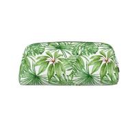 NBHDZENGW Tropical Palm Banana Leaves Cute Leather Pencil Case with Smooth Zipper,Stylish Durable Pouch for School,Office,Travel-Lightweight Full Print Stationery Holder