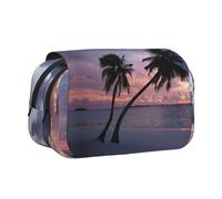 NBHDZENGW Tropical Palm Tree Flip Top Double Layer Pencil Case-Large Capacity Premium Polyester Fabric,Full Print Design-Ideal for School,Travel