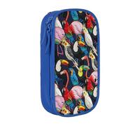 NBHDZENGW Tropical Wild Flamingo Large Capacity Double Layer Pencil Case,Custom Printed Durable Polyester Organizer for School, Office, Travel, Art Supplies Makeup