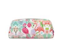 NBHDZENGW Two Red Flamingos Cute Leather Pencil Case with Smooth Zipper,Stylish Durable Pouch for School,Office,Travel-Lightweight Full Print Stationery Holder
