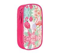 NBHDZENGW Two Red Flamingos Large Capacity Double Layer Pencil Case,Custom Printed Durable Polyester Organizer for School, Office, Travel, Art Supplies Makeup