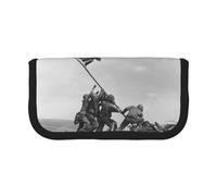 NBHDZENGW United States Marine Large Capacity Canvas Pencil Case,Print Black Border Contrasting Color Pencil Pouch with Double Zipper,Portable Multifunctional Stationery Bag