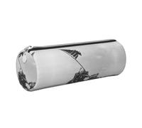 NBHDZENGW United States Marine Large Capacity Cylinder Pencil Case,Printed Leather Cross-Grain PVC Pen Bag with Smooth Zipper, Round Pouch