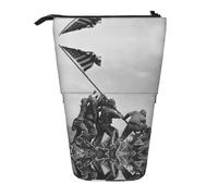 NBHDZENGW United States Marine Vertical Expandable Pencil Case with Print,Durable Oxford-Fabric,Adjustable Height (10.5cm to 18cm),3 Inner Slots for School Office Travel