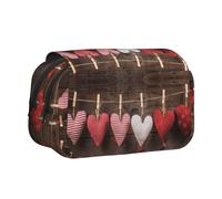 NBHDZENGW Valentine's Hearts Flip Top Double Layer Pencil Case-Large Capacity Premium Polyester Fabric,Full Print Design-Ideal for School,Travel