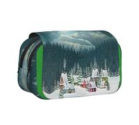 NBHDZENGW Village Town Flip Top Double Layer Pencil Case-Large Capacity Premium Polyester Fabric,Full Print Design-Ideal for School,Travel