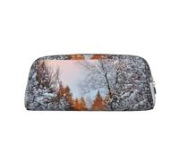 NBHDZENGW Wandering in The Winter Light Cute Leather Pencil Case with Smooth Zipper,Stylish Durable Pouch for School,Office,Travel-Lightweight Full Print Stationery Holder