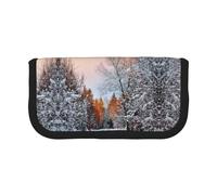 NBHDZENGW Wandering in The Winter Light Large Canvas Pencil Case Makeup Bag Organizer-Premium Zippered Pouch with Mesh Pocket,Color-Block Design (Black Trim)-School Trave Cosmetic Bag