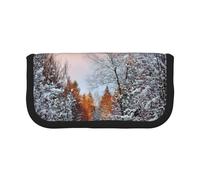 NBHDZENGW Wandering in The Winter Light Large Capacity Canvas Pencil Case,Print Black Border Contrasting Color Pencil Pouch with Double Zipper,Portable Multifunctional Stationery Bag