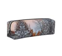 NBHDZENGW Wandering in The Winter Light Leather Pencil Case with Smooth Zipper,Stylish Durable Zippered Pouch for School,Office,Travel-Lightweight Full Print Stationery Holder