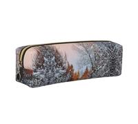 NBHDZENGW Wandering in The Winter Light Leather Pencil Case with Smooth Zipper,Stylish Durable Zippered Pouch for School,Office,Travel-Lightweight Full Print Stationery Holder