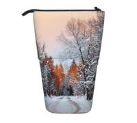 NBHDZENGW Wandering in The Winter Light Vertical Expandable Pencil Case with Print,Durable Oxford-Fabric,Adjustable Height (10.5cm to 18cm),3 Inner Slots for School Office Travel