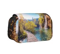 NBHDZENGW Waterfall Flowing Scenery Flip Top Double Layer Pencil Case-Large Capacity Premium Polyester Fabric,Full Print Design-Ideal for School,Travel