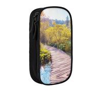 NBHDZENGW Waterfall Flowing Scenery Large Capacity Double Layer Pencil Case,Custom Printed Durable Polyester Organizer for School, Office, Travel, Art Supplies Makeup