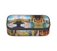 NBHDZENGW Waterfall Flowing Scenery Large Capacity Pencil Case,Multi-Compartment Stationery Toiletry Bag for School,Office,Travel-Durable Polyester (Stylish Printed Design)