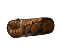 NBHDZENGW Wine Oak Container Hard Shell Pencil Case,Premium Pu Leather Eco-Friendly Plastic Box with Velvet Interior Multi-Purpose Pencil Bag