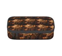 NBHDZENGW Wine Oak Container Large Capacity Pencil Case,Multi-Compartment Stationery Toiletry Bag for School,Office,Travel-Durable Polyester (Stylish Printed Design)