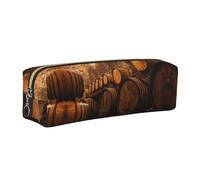 NBHDZENGW Wine Oak Container Leather Pencil Case with Smooth Zipper,Stylish Durable Zippered Pouch for School,Office,Travel-Lightweight Full Print Stationery Holder