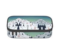 NBHDZENGW Winter Landscape Large Capacity Pencil Case,Multi-Compartment Stationery Toiletry Bag for School,Office,Travel-Durable Polyester (Stylish Printed Design)