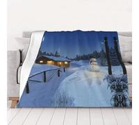 NBHDZENGW Wooden Rustic Log Cottage Scenery Soft Lightweight Flannel Blanket-Single-Side Printed Anti-Pilling Flannel,Warm All-Season Throw For Bed Sofa Camping Travel