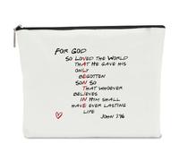 NBIAN Christian Valentines makeup bag, Rustic John 3:16 Bible Verse Scriptures, Valentines Day makeup bag 01, FORGOD 1386, 10 x 6 inches