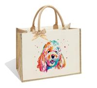 NBIAN Colorful Dog Tote Bag for Dog Moms - Jute Canvas Gift for Christmas, Thanksgiving, Birthday, Mother’s Day, Graduation - Women’s Fashion Handbag