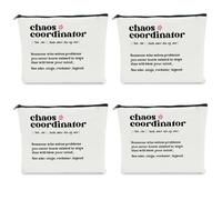 NBIAN Coordinator Gifts Boss Gifts for Women Chaos Coordinator Makeup Bag, 4 PCS Chaos Coordinatior, 10 x 6 inches