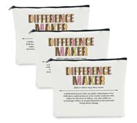 NBIAN Engineer Lawyer Chef Book Lover Tea Bestie Traitor Growth Human Sunshine Vet Therapist Mindset Noun Makeup Bag, 3 PCS Difference Maker, 10 x 6 inches