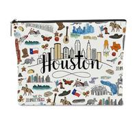 NBIAN Washington DC Dallas Philadelphia Seattle Bostons Houston SanFrancisco Themed Makeup Bag for Women Christmas, Houston 1333, 10 x 6 inches