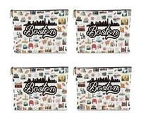NBIAN Washington DC Dallas Philadelphia Seattle Bostons Houston SanFrancisco Themed Makeup Bag for Women Christmas, 4PCS Bostons 1339, 10 x 6 inches