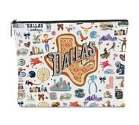 NBIAN Washington DC Dallas Philadelphia Seattle Bostons Houston SanFrancisco Themed Makeup Bag for Women Christmas, Dallas 1329, 10 x 6 inches