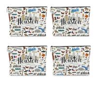 NBIAN Washington DC Dallas Philadelphia Seattle Bostons Houston SanFrancisco Themed Makeup Bag for Women Christmas, 4PCS Houston 1340, 10 x 6 inches