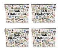 NBIAN Washington DC Dallas Philadelphia Seattle Bostons Houston SanFrancisco Themed Makeup Bag for Women Christmas, 4PCS SanFrancisco 1341, 10 x 6 inches