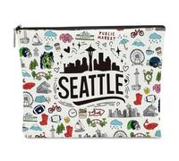 NBIAN Washington DC Dallas Philadelphia Seattle Bostons Houston SanFrancisco Themed Makeup Bag for Women Christmas, Seattle 1331, 10 x 6 inches