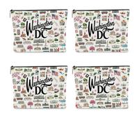 NBIAN Washington DC Dallas Philadelphia Seattle Bostons Houston SanFrancisco Themed Makeup Bag for Women Christmas, 4PCS WashingtonDC 1335, 10 x 6 inches