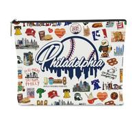 NBIAN Washington DC Dallas Philadelphia Seattle Bostons Houston SanFrancisco Themed Makeup Bag for Women Christmas, Philadelphia 1330, 10 x 6 inches