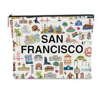 NBIAN Washington DC Dallas Philadelphia Seattle Bostons Houston SanFrancisco Themed Makeup Bag for Women Christmas, SanFrancisco 1334, 10 x 6 inches
