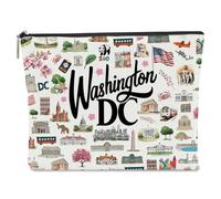 NBIAN Washington DC Dallas Philadelphia Seattle Bostons Houston SanFrancisco Themed Makeup Bag for Women Christmas, WashingtonDC 1328, 10 x 6 inches